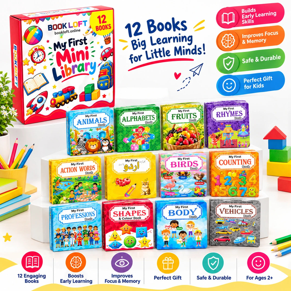My First Mini Library - Pack Of 12 Mini Early Education Books